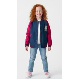 Vintage 90's Kids Colorblock Denim Varsity Bomber Embroidered Goddess Caesars